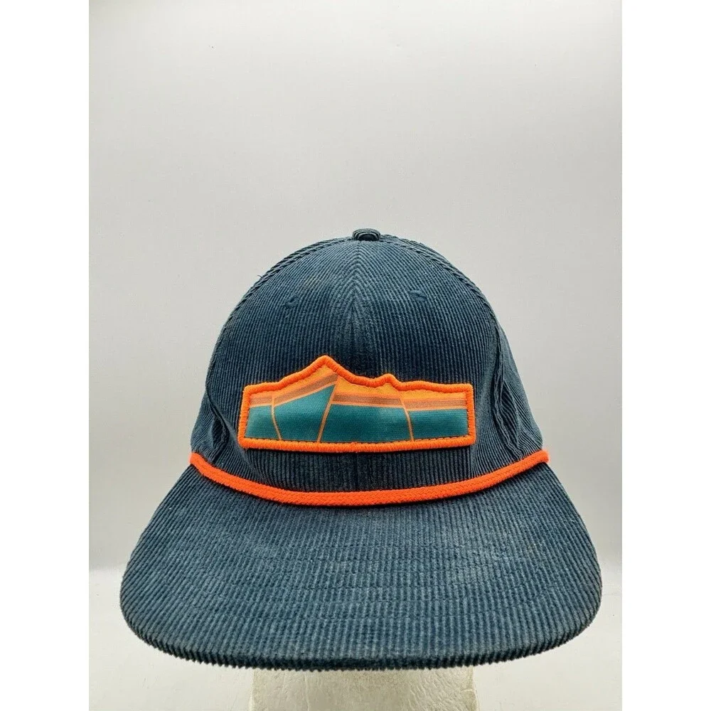 Sendero Provisions Co Hat Cap Snap Back Mens Blue Corduroy Rope Mountain Patch